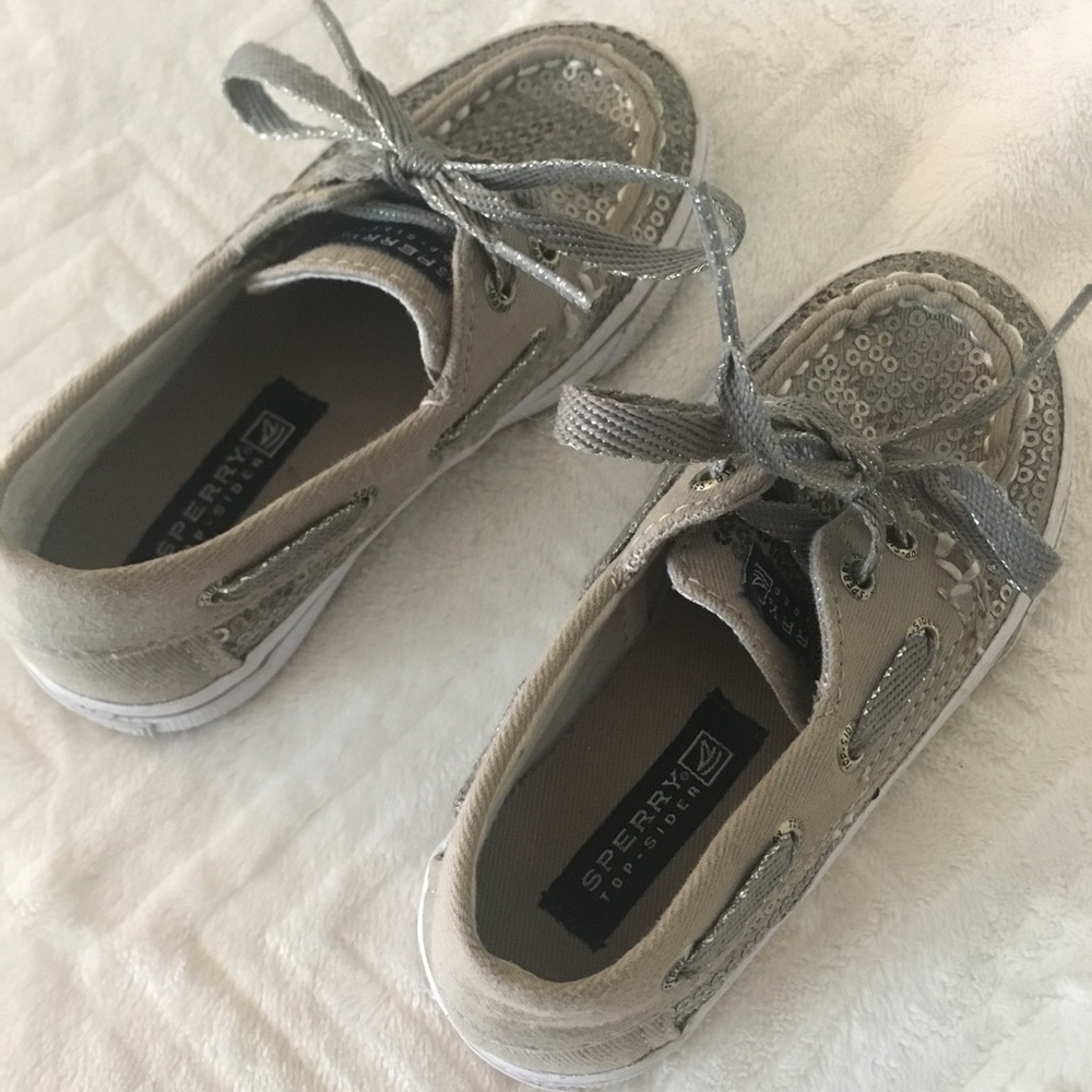 Silver Sequin toddler Boat shoes